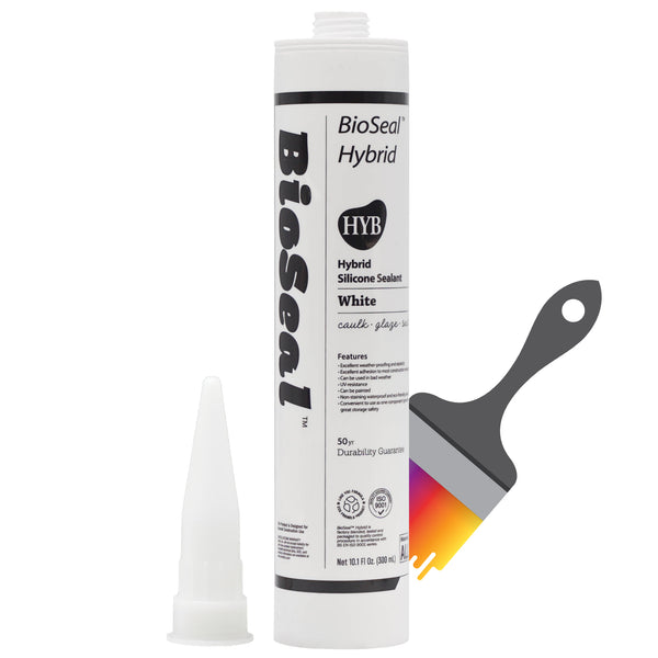 Hybrid Paintable BioSeal Silicone Sealant Caulk Waterproof 10.1 oz -Window, Door, Glass